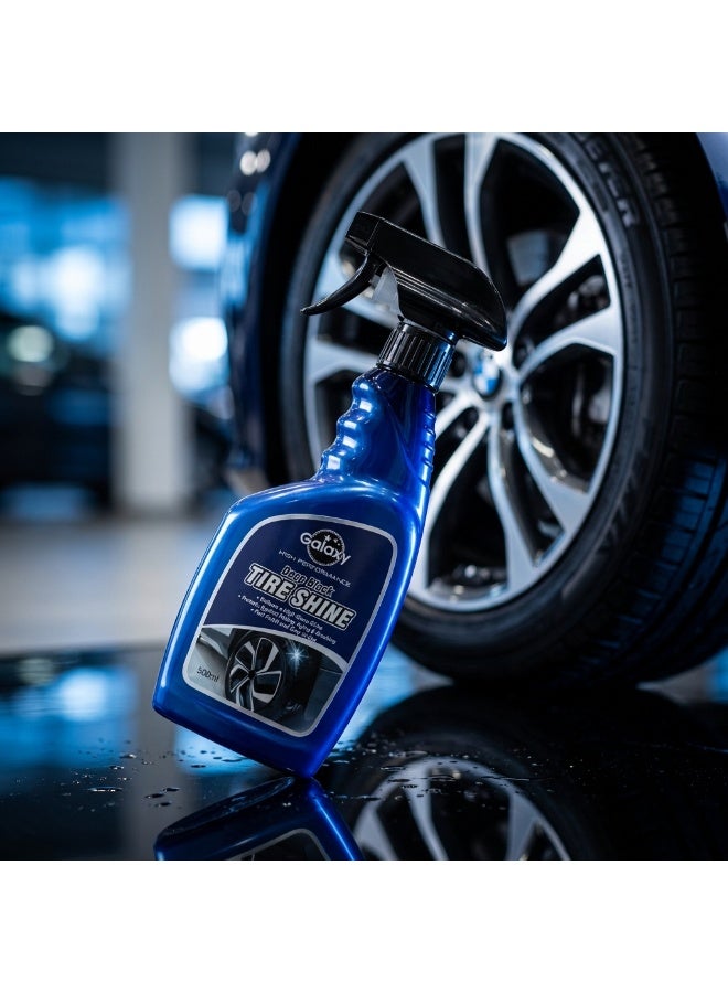 Galaxy Tire Shine Spray for Cars – Deep Black Wet Look & Long-Lasting Gloss | Protects from Dust, Fading & Cracks | Easy Spray Application for Instant Shine - Image 2